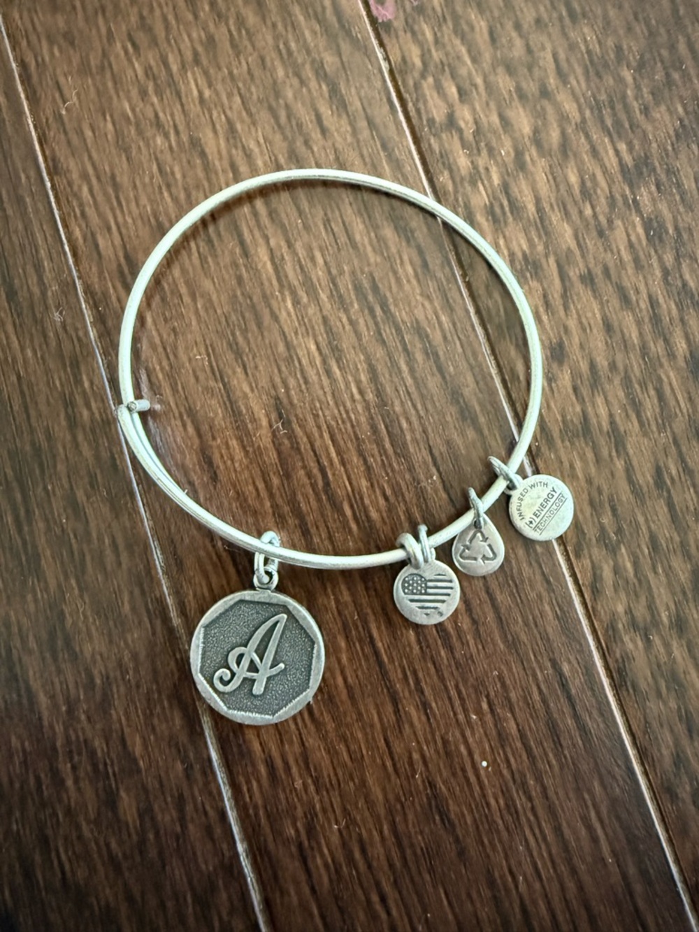 Alex and Ani Sterling silver bangle letter A